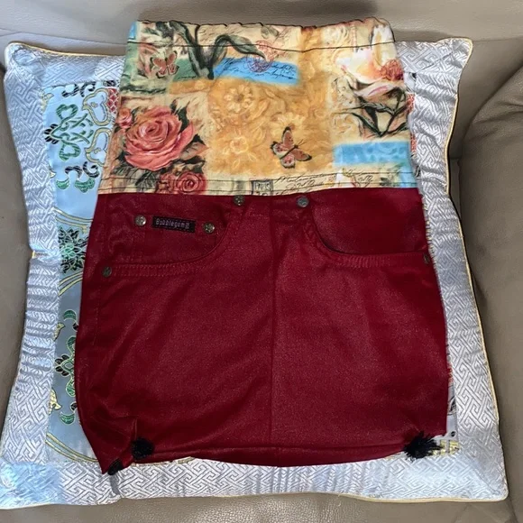 Recycled jeans drawstring backpack bag by helga kerbs - Picture 1 of 7